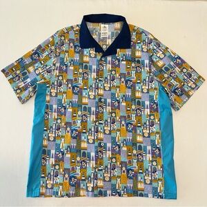 Walt Disney World 50th Anniversary Mickey Button Up Shirt Size L Retro Style